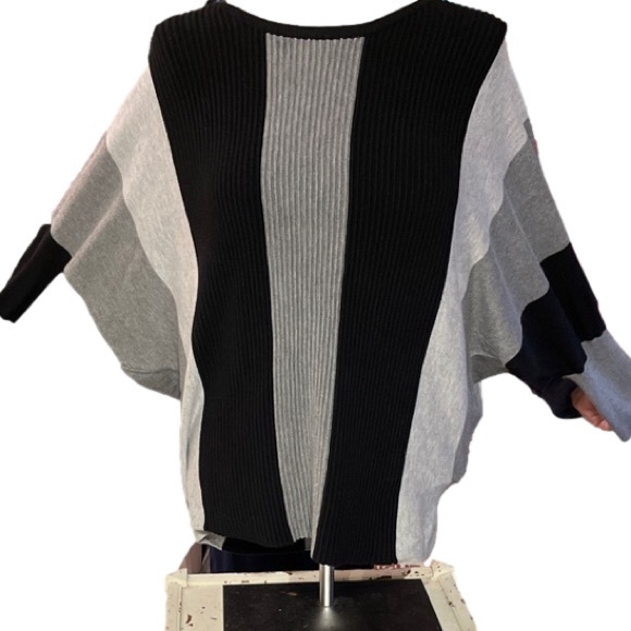 Siena Striped Black Gray White Sweater 3X - Picture 7 of 7